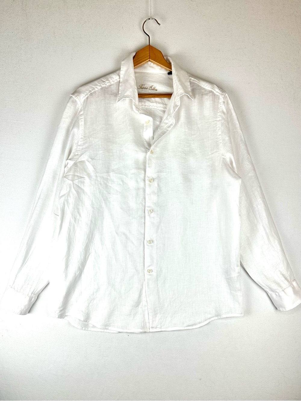 Tasso Elba Linen Button Down Shirt Minimalist Coastal Beach Resort